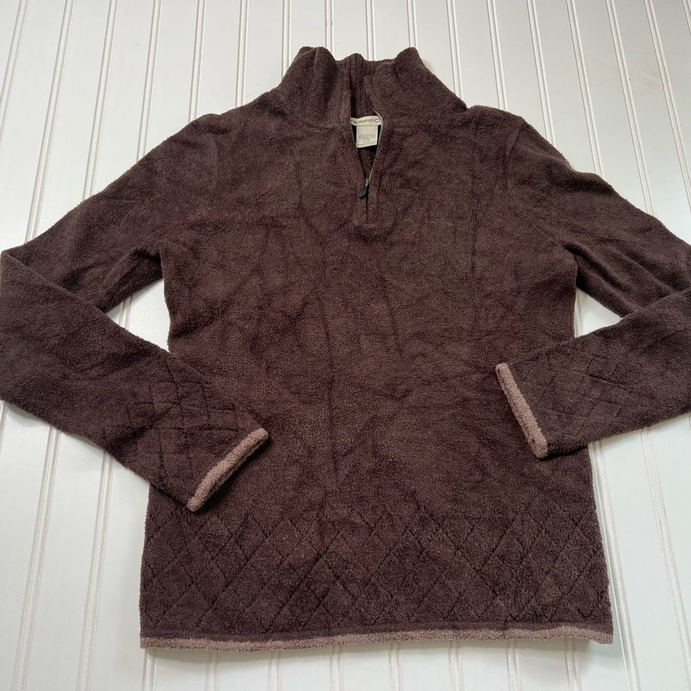 EXOFFICIO Women’s 1/4 ZIP FLEECE SHIRT Pullover Brown Small. 40